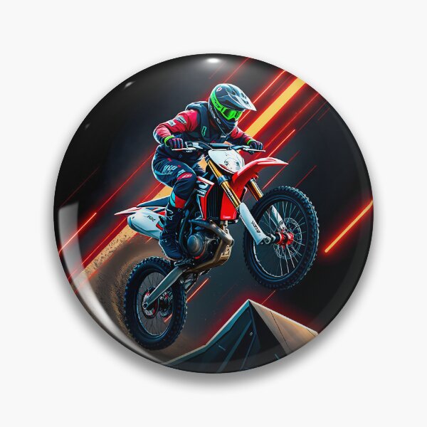 Item preview, Futuristic Neon Motocross Dirt Bike High Flying Ramp Action designed and sold by RevUpDesign.
