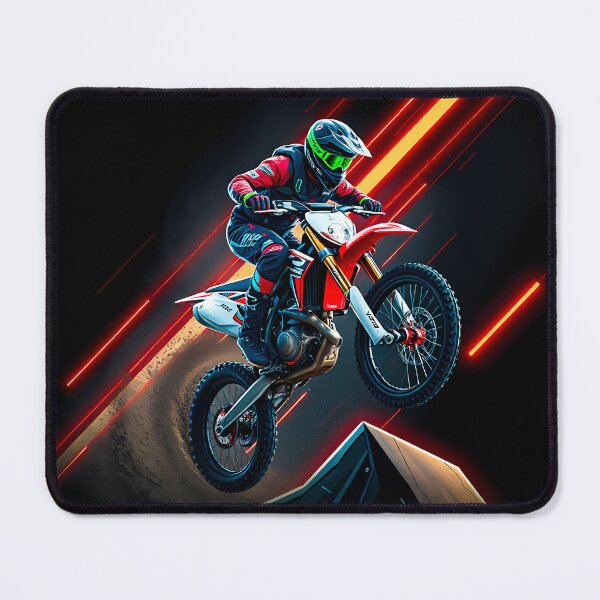 Item preview, Futuristic Neon Motocross Dirt Bike High Flying Ramp Action designed and sold by RevUpDesign.