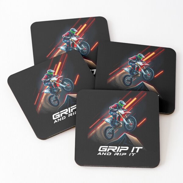 Item preview, Futuristic Neon Motocross Dirt Bike High Flying Ramp Action designed and sold by RevUpDesign.