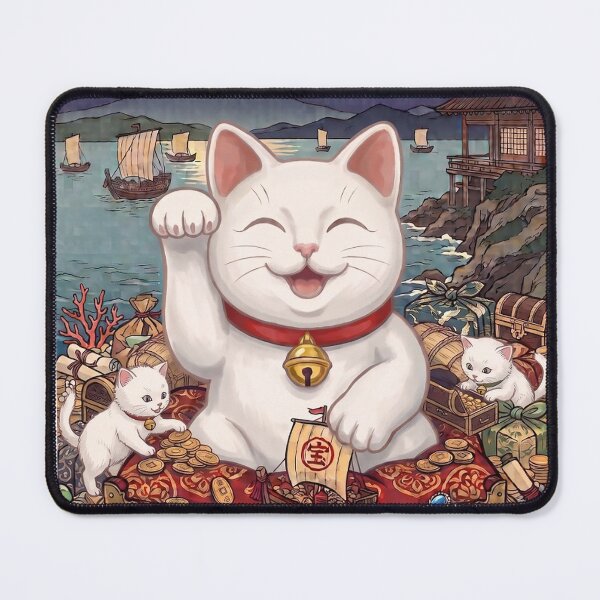 Item preview, Ukiyo-e Maneki Neko: Lucky Cat of Mount Fuji designed and sold by sorahanado.