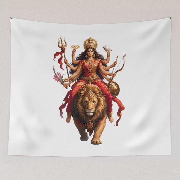 Item preview, Durga Warrior Goddess Hindu Deity Lion Fighter Art designed and sold by Sovira Studio .
