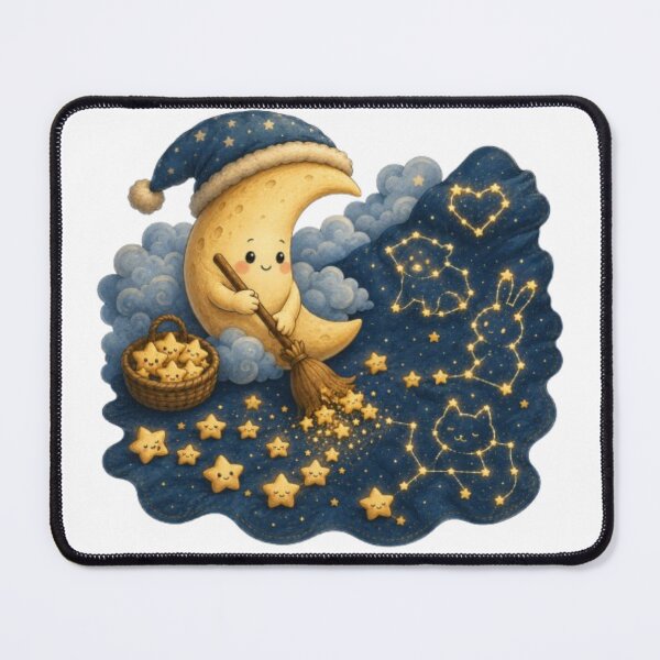 Item preview, Cute Moon Sweeping Stars Celestial Constellation Art designed and sold by Miheerala.