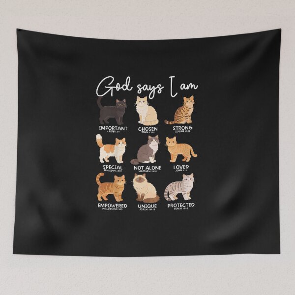 Item preview, God Says I Am Bible Verses Christian Scripture Cat designed and sold by FrankIsabel.