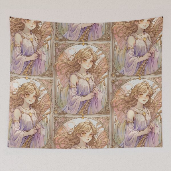 Item preview, Virgo Zodiac Goddess Art Print – Celestial Anime Horoscope Wall Decor designed and sold by RSDigitalPrintDesign.