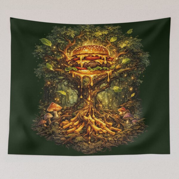 Item preview, Enchanted Tree Burger: Magical Forest Glowing Burger Ancient Mystical Nature designed and sold by irfanshikh.
