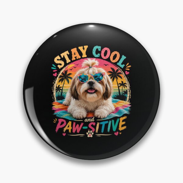 Item preview, Stay Cool and Paw-Sitive – Cute Shih Tzu Summer Retro Vintage Dog Lover designed and sold by OlyvieArt.