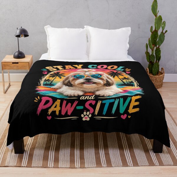 Item preview, Stay Cool and Paw-Sitive – Cute Shih Tzu Summer Retro Vintage Dog Lover designed and sold by OlyvieArt.