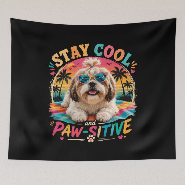 Item preview, Stay Cool and Paw-Sitive – Cute Shih Tzu Summer Retro Vintage Dog Lover designed and sold by OlyvieArt.