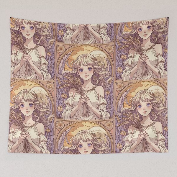 Item preview,  Virgo Zodiac Goddess Art Print – Celestial Anime Horoscope Wall Decor designed and sold by RSDigitalPrintDesign.