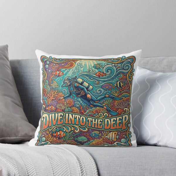 Item preview, Dive Into The Deep Retro Scuba Poster  designed and sold by Skyrocketz.