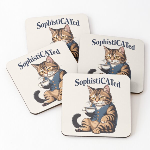 Item preview, SophistiCATed Cat Drinking Tea – Funny Classy Cat T‑Shirt & Sticker designed and sold by ZyxDes.