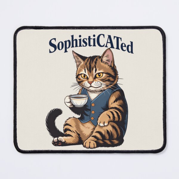 Item preview, SophistiCATed Cat Drinking Tea – Funny Classy Cat T‑Shirt & Sticker designed and sold by ZyxDes.