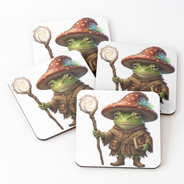 Item preview, Mushroom Wizard Frog with Magic Staff designed and sold by GrzywaM.