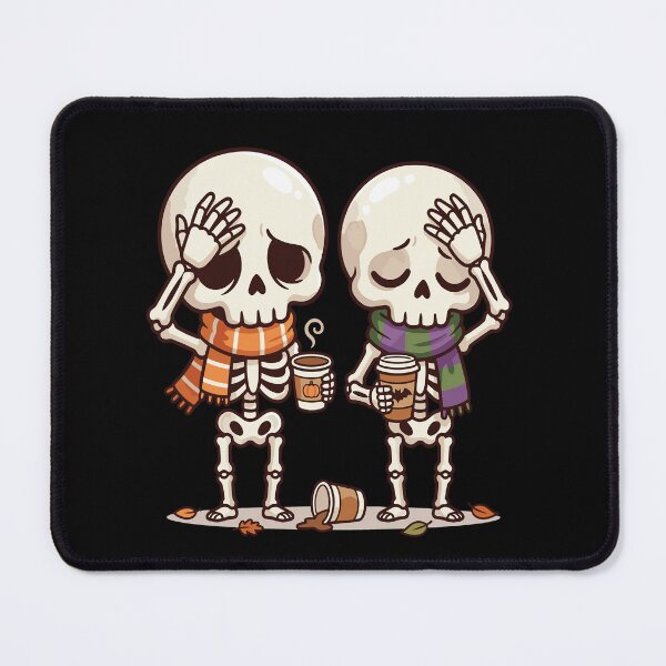 Item preview, Tired Skeleton Friends Drinking Pumpkin Spice Coffee designed and sold by AvivaCreative.