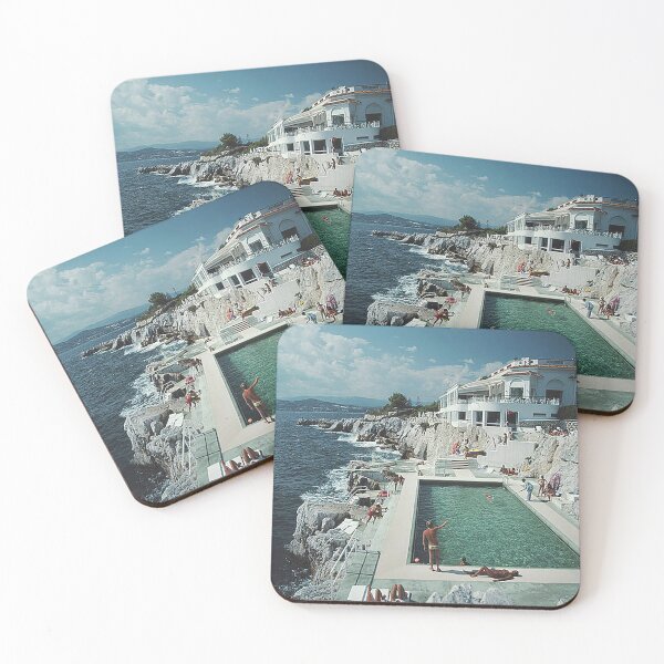 Item preview, Cliffside Poll Ocean Villa Vintage Travel designed and sold by pastbarack.