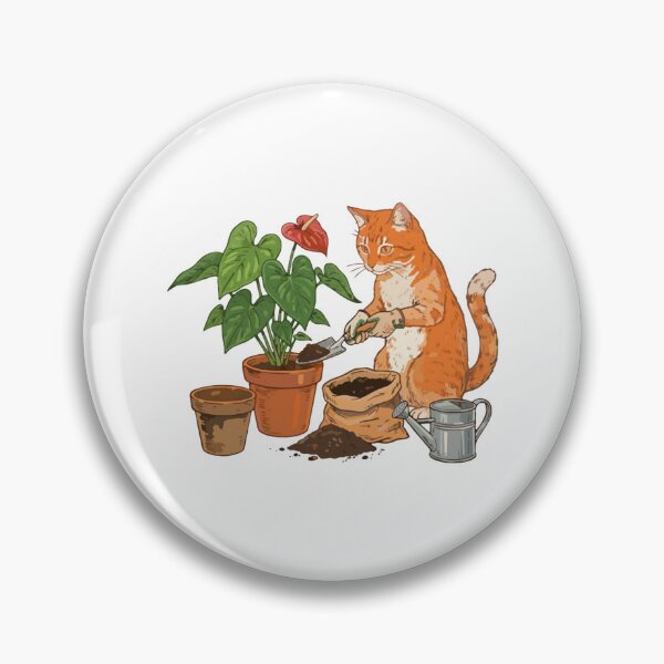 Item preview, Orange Tabby Cat and Plants Gardening Art designed and sold by BilkaCreations.