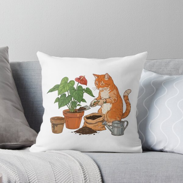 Item preview, Orange Tabby Cat and Plants Gardening Art designed and sold by BilkaCreations.