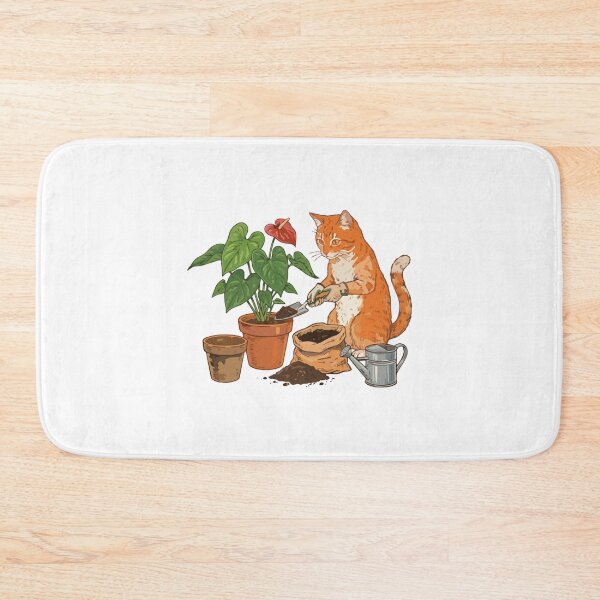 Item preview, Orange Tabby Cat and Plants Gardening Art designed and sold by BilkaCreations.