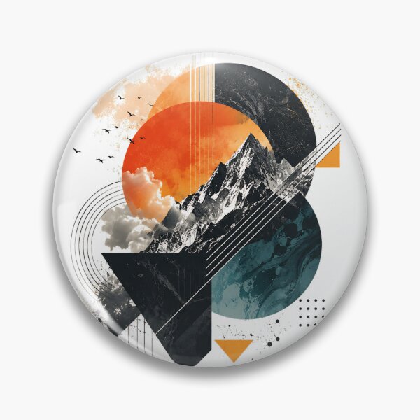 Item preview, Geometric Summit Modern Abstract Mountain Collage Contemporary Graphic Art designed and sold by dytf79.