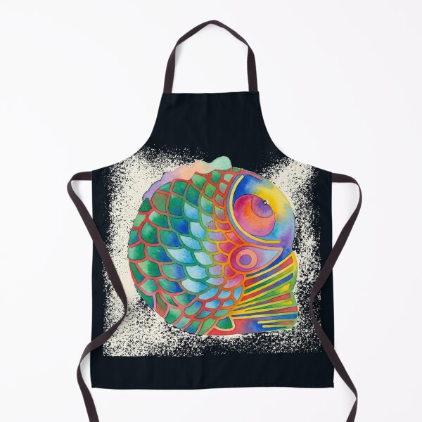 Item preview, Colorful Korean Folk Art Fish Watercolor, Rainbow Minhwa Inspired Lucky Fish designed and sold by Yiruda-Art.