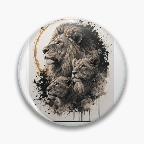 Item preview, Strength of the Pride – Lion Family Ink Art  designed and sold by Tytofy.