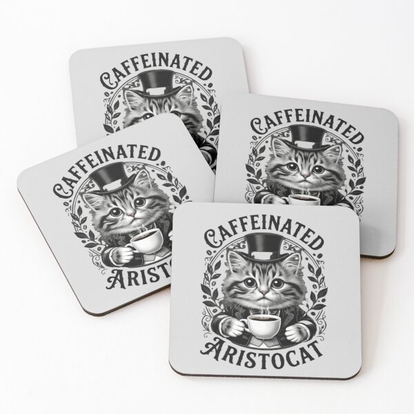 Item preview, Caffeinated Aristocat – Fancy Coffee Cat T‑Shirt & Sticker designed and sold by ZyxDes.