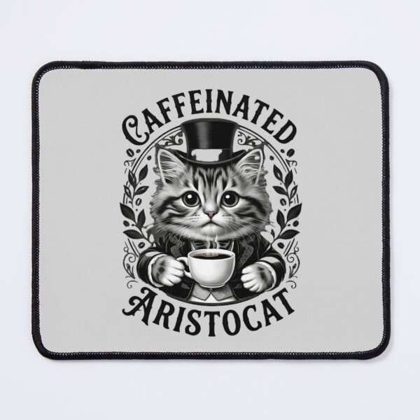 Item preview, Caffeinated Aristocat – Fancy Coffee Cat T‑Shirt & Sticker designed and sold by ZyxDes.