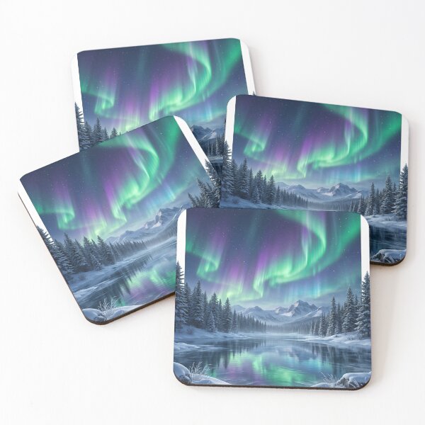 Item preview, Symphony of the Northern Lights | Aurora Borealis Arctic Landscape Premium Nature Illustration | Winter Wall Art | Aurora T-Shirt Design designed and sold by SAJ Design Studio.