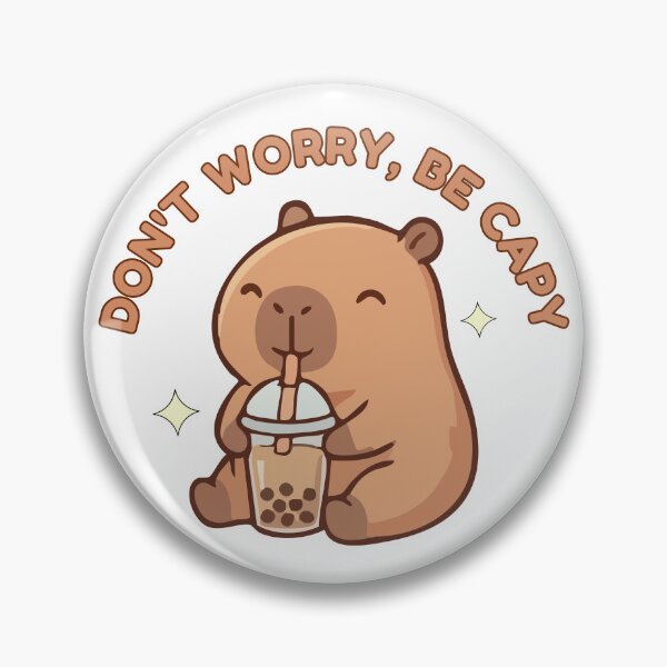 Item preview, Don't Worry Be Capy - Cute Kawaii Capybara Drinking Boba Bubble Tea designed and sold by Frafri92.