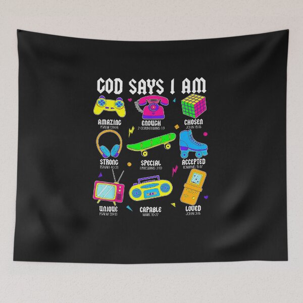 Item preview, God Says I Am Christian Men Women Kids Retro 80's 90's Party designed and sold by FrankIsabel.