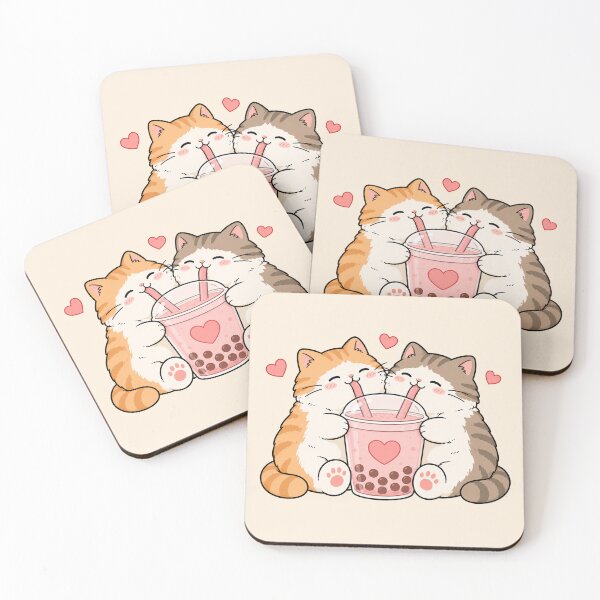 Item preview, Cute Cats Sharing Bubble Tea designed and sold by MonkiFlipp.