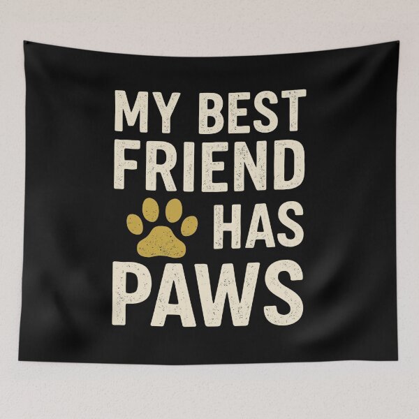 Item preview, My Best Friend Has Paws Dog Cat Lover Paw Print Vintage Pet Owners designed and sold by OlyvieArt.