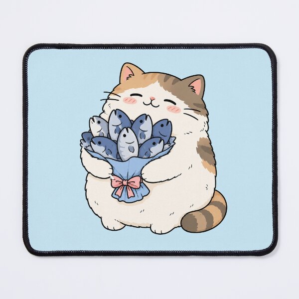 Item preview, Cute Cat Holding Fish Bouquet designed and sold by MonkiFlipp.