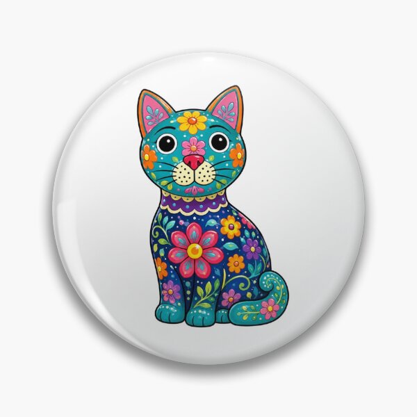 Item preview, Floral Folk Art Cat designed and sold by Myra365Art.