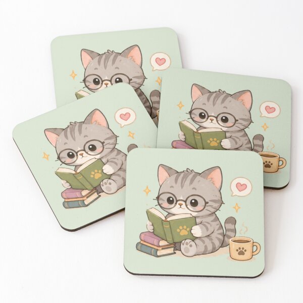 Item preview, Cute Bookworm Kitten designed and sold by MellowMunchkins.