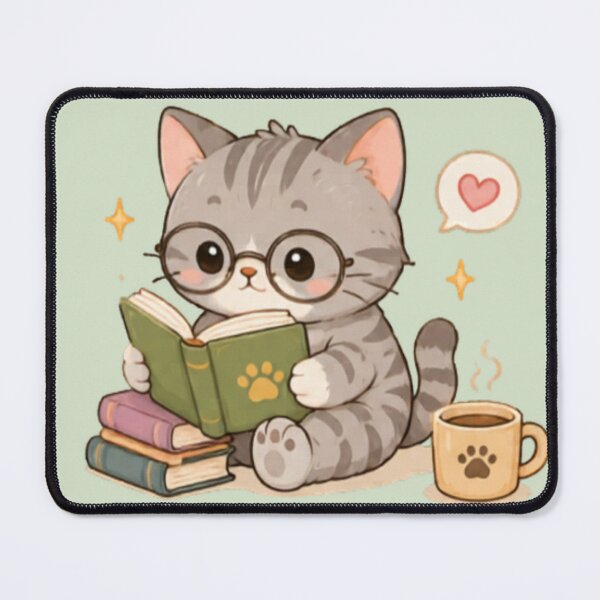 Item preview, Cute Bookworm Kitten designed and sold by MellowMunchkins.