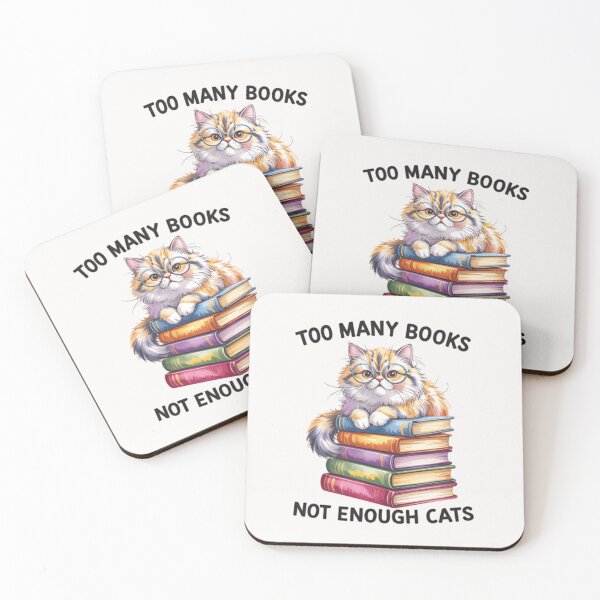 Item preview, Too Many Books Not Enough Cats – Funny Bookish Cat T‑Shirt & Sticker designed and sold by ZyxDes.
