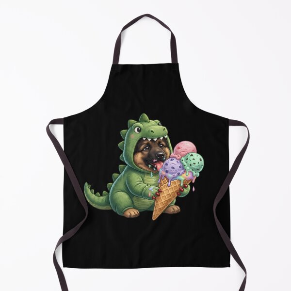 Item preview, Cute Dinosaur Costume German Shepherd Puppy Eating Ice Cream designed and sold by SilentFlower.
