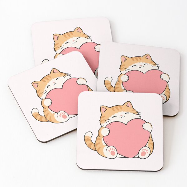 Item preview, Cute Cat Holding Pink Heart designed and sold by MonkiFlipp.