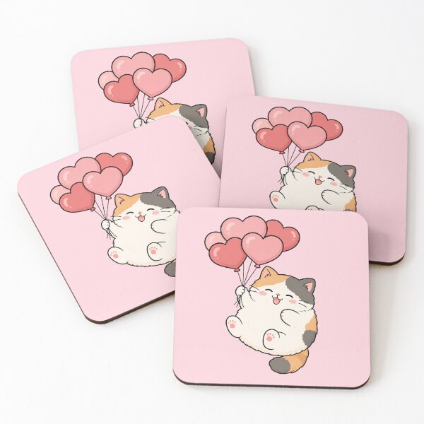 Item preview, Cute Cat With Heart Balloons designed and sold by MonkiFlipp.