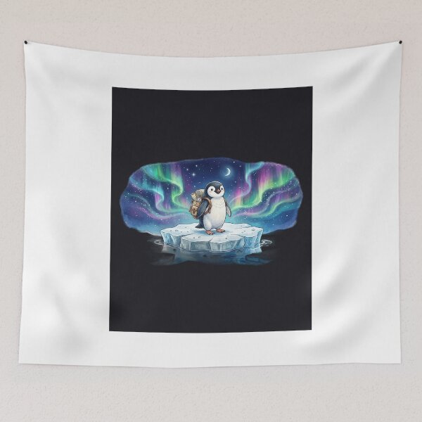 Item preview, Baby Penguin Explorer Under Northern Lights designed and sold by GrzywaM.
