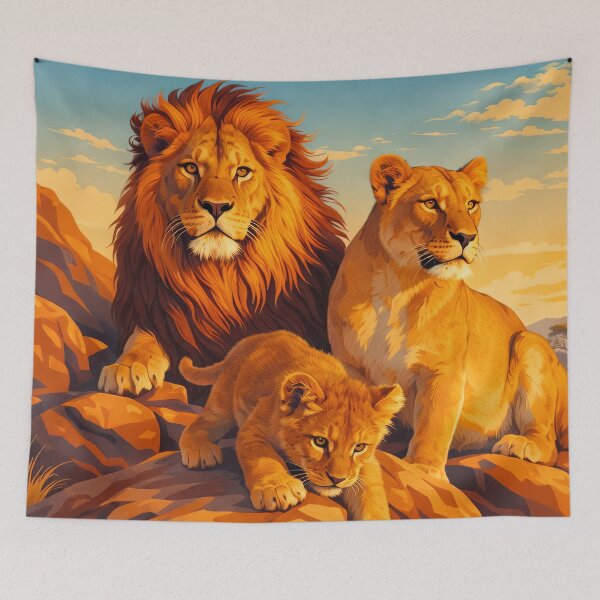 Item preview, African Lion Retro Style Digital Animal Art designed and sold by kakarikihill.
