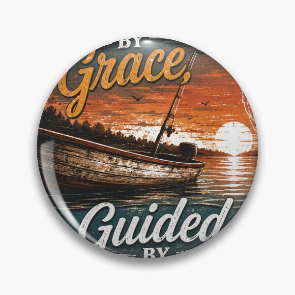 Item preview, Hooked by Grace, Guided by Faith | Christian Fishing Sunset Cross  designed and sold by CKADigital.