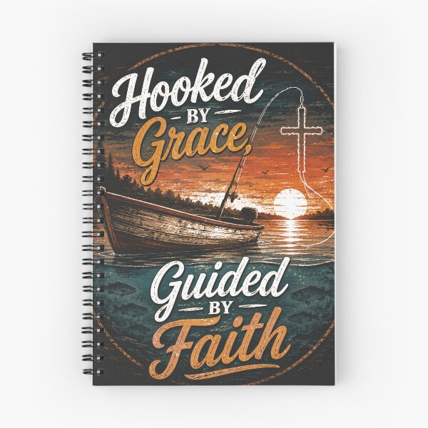 Item preview, Hooked by Grace, Guided by Faith | Christian Fishing Sunset Cross  designed and sold by CKADigital.