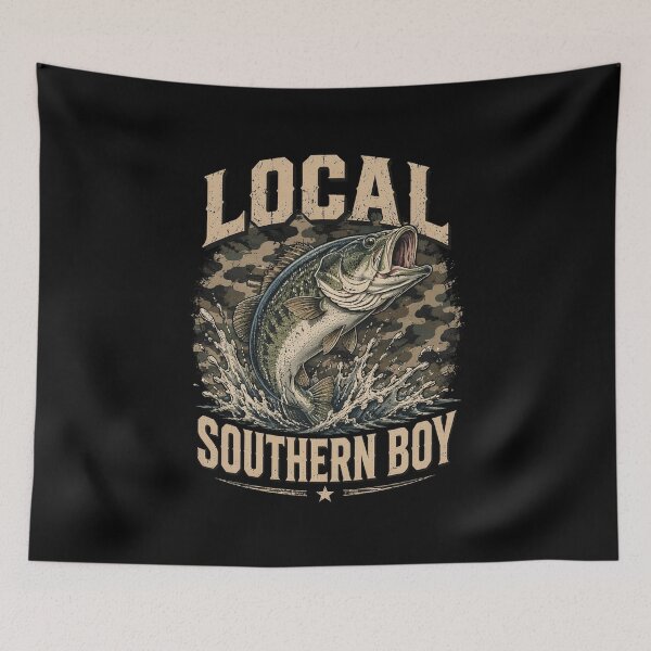 Item preview, Fishing Camo Bass Fish Local Southern Boy Funny designed and sold by OlakunleOloroz.