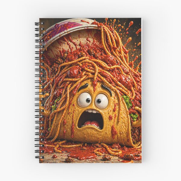 Item preview,  Funny Taco Buried in Spaghetti Food Chaos Cartoon designed and sold by ComedyInkFactor.
