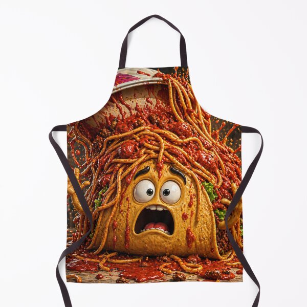 Item preview,  Funny Taco Buried in Spaghetti Food Chaos Cartoon designed and sold by ComedyInkFactor.