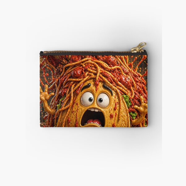Item preview,  Funny Taco Buried in Spaghetti Food Chaos Cartoon designed and sold by ComedyInkFactor.
