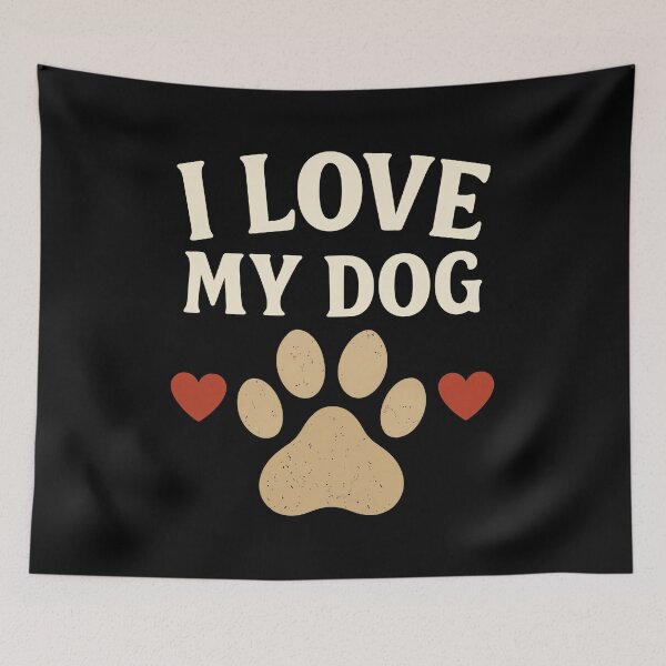 Item preview, I Love My Dog Retro Paw Print Dog Owners And Lovers designed and sold by OlyvieArt.