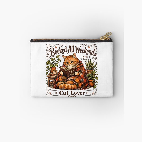 Item preview, Booked All Weekend Cozy Cat Reader - Vintage Bookworm Cat Lover designed and sold by BumbleBloom7.